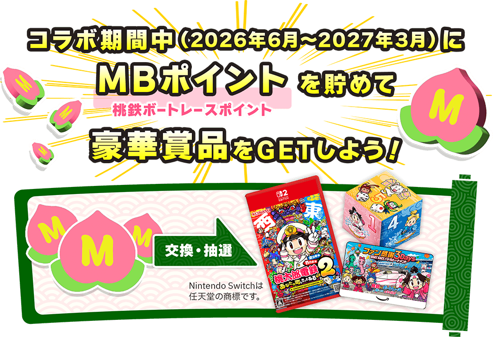 コラボ期間中（2026年6月～2027年3月）にMBポイントを貯めて豪華賞品をGETしよう！