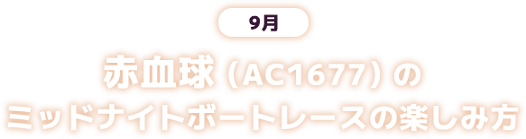 9月 赤血球(AC1677)のミッドナイトボートレースの楽しみ方